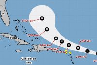 Forecast to strengthen into 1st Atlantic hurricane of 2025 by Friday, latest projected path prompts watches for northern Leeward Islands