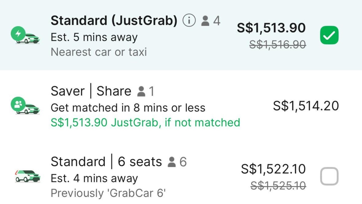 Grab blames 'system error' for very high prices on app, some above S$1,000